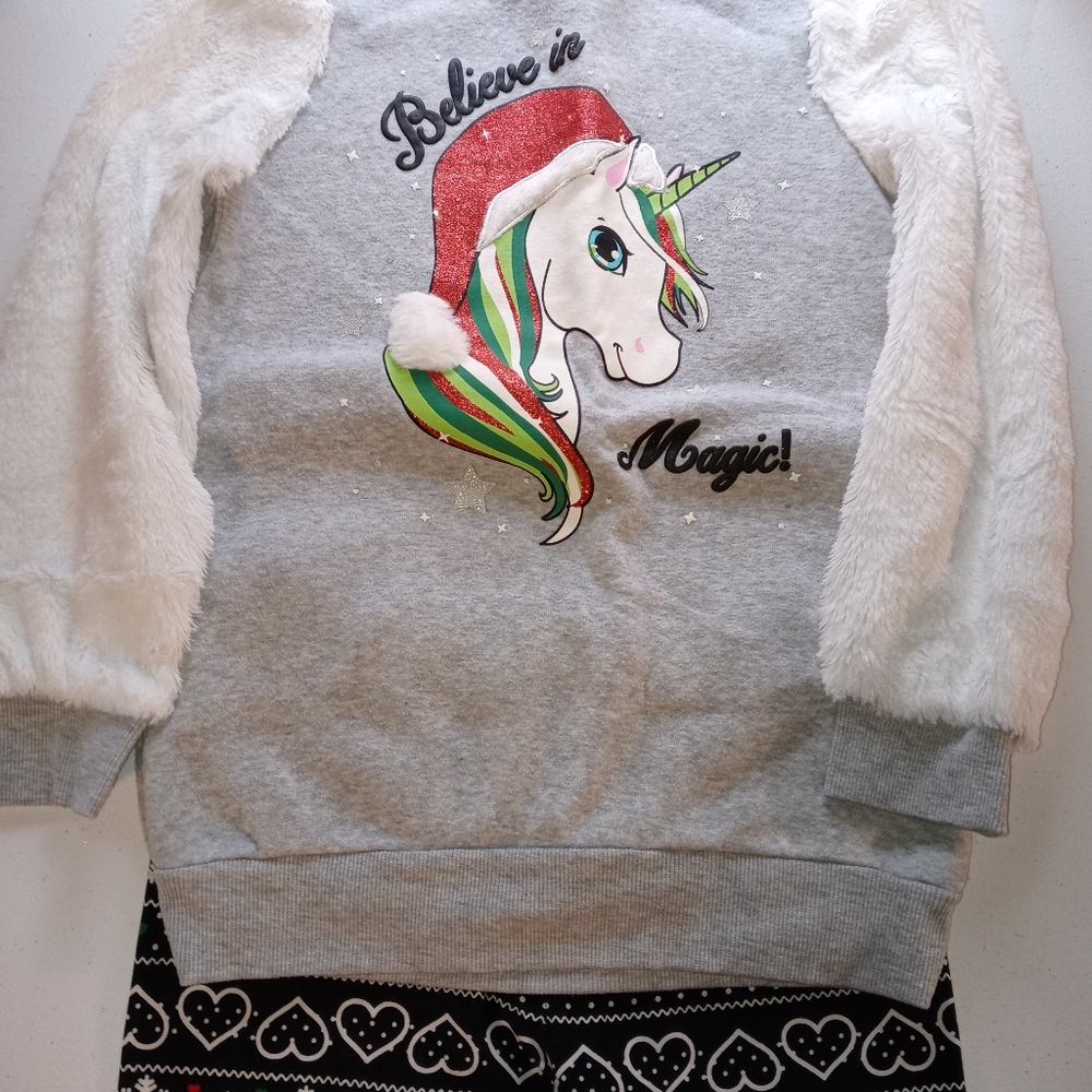Girls size 10 unicorn outfit long sleeve sweater and leggings